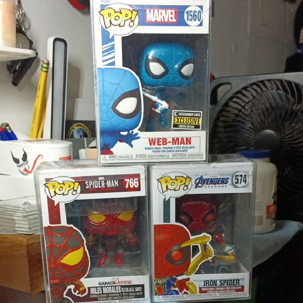 Funko Pop Marvel Web-Man, Spider-Man, and Iron Spider Lot Of 3